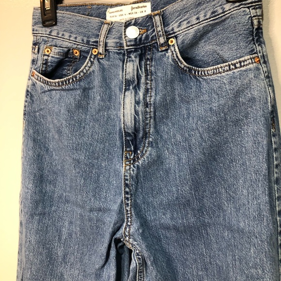 Stradivarius Super Wide Leg Blue Denim Grunge Skater Hippie Slouchy Jeans - Picture 3 of 13
